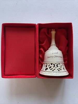 #ad Madison amp; Max 5quot; 2005 Merry Christmas Porcelain Pierced Cut Bell with Box $14.70