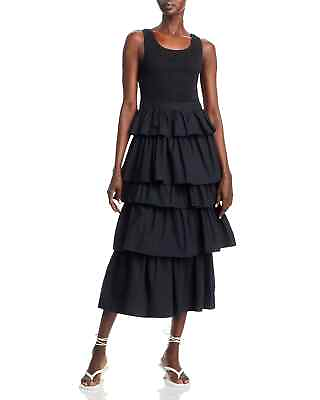 #ad Rhode Resort Nia Dress S 6 Women Casual Sleeveless Smocked Black Midi NEW 33497 $151.98