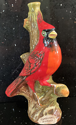 #ad Vintage Garnier Made In Italy Porcelain Liquor Bottle Decanter Cardinal On Tree $28.00