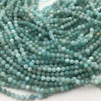 #ad Natural Green Amazonite Faceted Round Beads 2mm 3mm 3.5 4mm 15.5quot; Strand $8.49