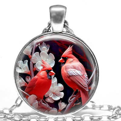 #ad Special RED CARDINALS FLOWER Charm Pendant On 925 Sterling Silver 20quot; Necklace $18.88