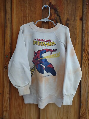 #ad Vintage: Spiderman Kids Sweatshirt: 1975 Marvel Comics Group: L 14 16 : USA Made $48.00