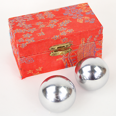 #ad Vintage Chinese Hand Massage Balls Stress Reliever Musical Chime in Box $15.00