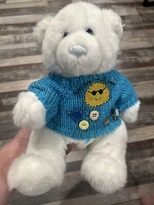 #ad Build A Bear White Bear And Blue Pullover BAB Stuffed $13.99
