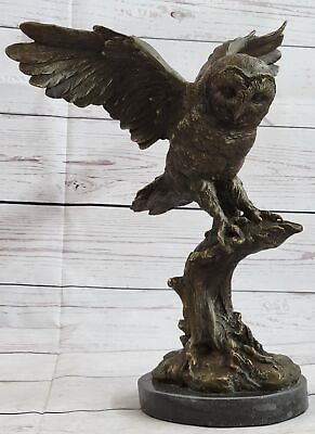 #ad Owl On A Branch Wings Spread Bronze Sculpture Statue Gift Decor Collectible Deco $209.65
