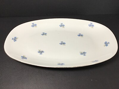 #ad Karen Pattern Blue Flowers by Chodziez Oval Platter Made in Poland $16.00