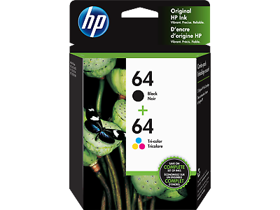 #ad HP 64 2 pack Black Tri color Original Ink Cartridges X4D92AN#140 $44.99