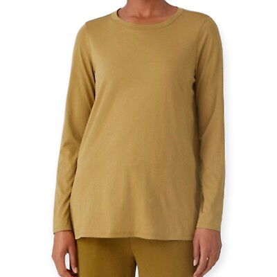 #ad Eileen Fisher Organic Easy Jersey Long Sleeve Tunic Top Olive Green. Woman Sz S. $30.00