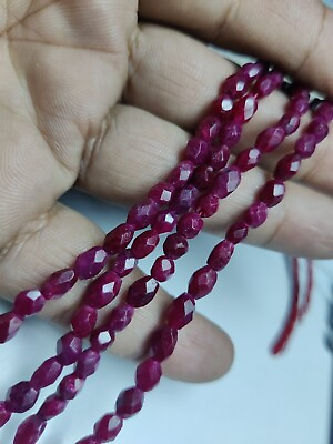 #ad RUBY RED CORRUNDUM OVAL FACETED 5X8 MM GEMSTONE BEADS 16quot; STRANDS $39.99