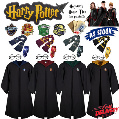 #ad Harry Potter Children Adult Robe Cloak Gryffindor Slytherin Cosplay Costume US $5.67