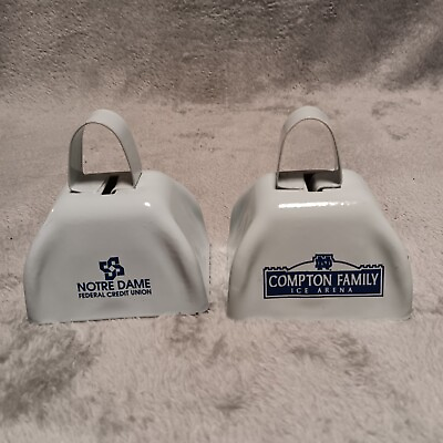 #ad Notre Dame Hockey Souvenir White Cowbell Blue ND Compton Family Ice Arena ND FCU $10.95