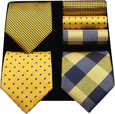 #ad Mens Ties and Pocket Square Set Business Elegant Ties for Men Classic $41.63