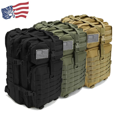 #ad 45L Men Tactical Backpacks Military Army Outdoor 3P Assault Pack EDC Molle Pack $14.89