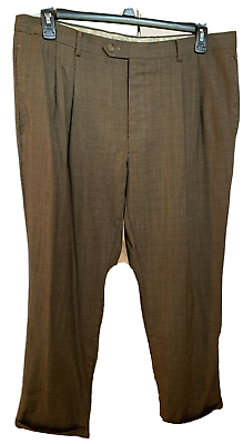 #ad Daniel Cremieux Men#x27;s 37X29 Brown Plaid Pleated 4 Pockets Cuffed Pants Slacks $11.98