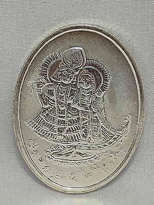 #ad Silver Fine 999 Coin Religious 10 Gram God Goddess Radha Krishna Gift Item A443 $35.00