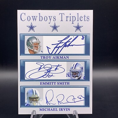 #ad Troy Aikman Emmitt Smith Michael Irvin Dallas Cowboys Facsimile Autograph $6.99