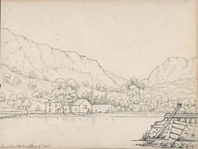 #ad CONISTON WATER LAKE DISTRICT Pencil Drawing 1836 19TH CENTURY GBP 100.00
