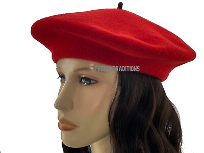 #ad French Wool Beret Vintage Label Edition Red Size 7 Made In France $58.25