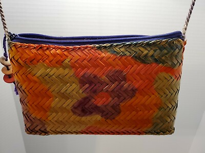 #ad Tropical flower and colors Made of woven straw shouder handbag Brand Waves $14.99