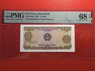 #ad Vietnam 1 Dong 1976 Pick 80a PMG 68EPQ Superb Gem UNC $200.00