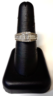 #ad RI1 10k White Gold Diamond 0.42TCW 4.0g Size 8 Lady#x27;s Halo Engagement Ring $699.50