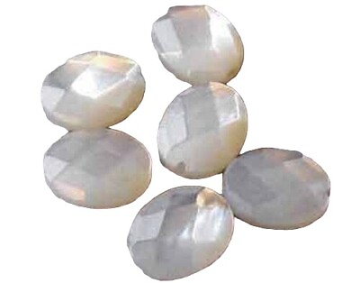 #ad Sparkle Faceted Natural Mother of Pearl Beads 9x7mm 6 Beads $16.99