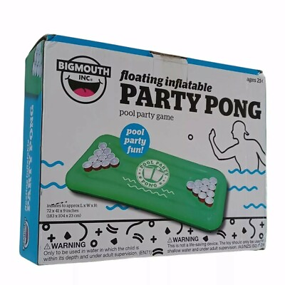 #ad Big Mouth Toy Party Pong Float Floating Inflatable Beer Pong Game 6ft long $10.69