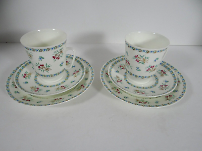 #ad Lomonosov USSR Russia Set of 2 Tea Cups Saucers Dessert Plates Floral $56.24