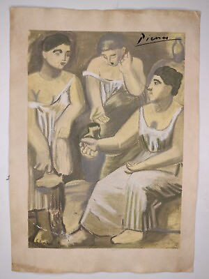 #ad Pablo Picasso Painting Drawing Vintage Sketch Paper Signed Stamped $99.98