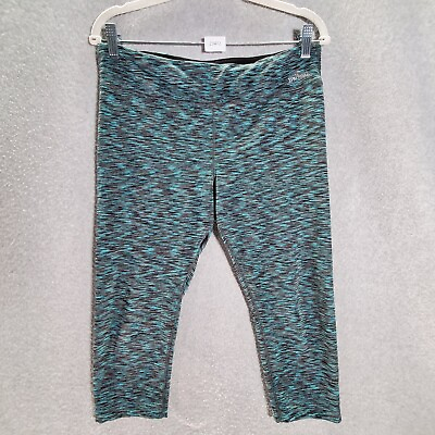 Spalding Women Activewear Pants Large Blue Space Dye Legging Capri 17quot; Inseam $12.79