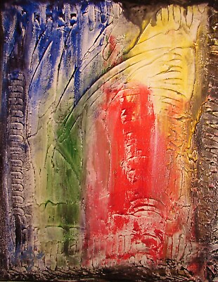 #ad Modernist ABSTRACT IMPASTO PAINTING TEXTURE Expressionist ART RAINBOW FOLTZ $48.00