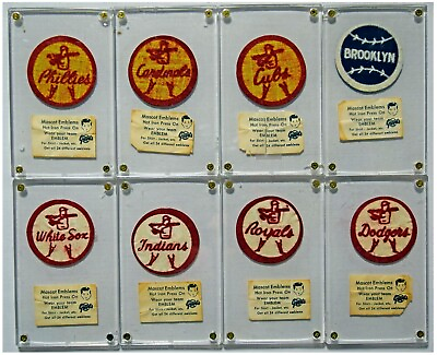 #ad RARE 1954 Baseball Mascot Gumball Iron Patch Pin Sticker Emblem Collection of 8 $221.25