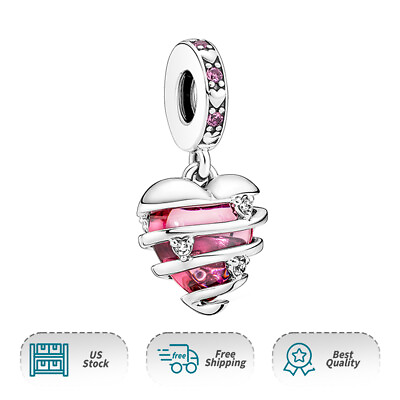 #ad Original 925 Love Confession Heart Spiral Dangle Women Bracelet Necklace Pendant $17.98
