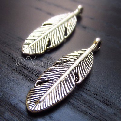 #ad Feather Wholesale Antiqued Silver Plated Charm Pendants C6141 10 20 or 50PCs $2.50