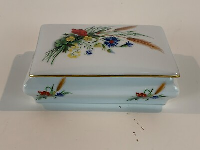 #ad Vintage Limoges Chamart France Porcelain Trinket Box with Floral and Wheat Dec. $40.00