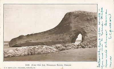#ad Vintage 1906 Postcard Jump Off Joe Nyebrook Beach Oregon Rock Cave Cove sand $9.98