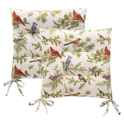 #ad Beautiful Birds Chair Cushion Pads in Ivory 17 x 17 inch Square 2 Pack $19.99