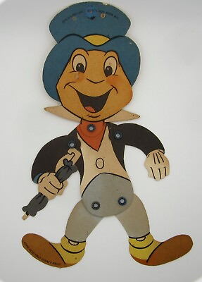 #ad Jiminy Cricket of Pinocchio Jointed Cardboard 1958 Walt Disney Prod Rare Toy $33.24