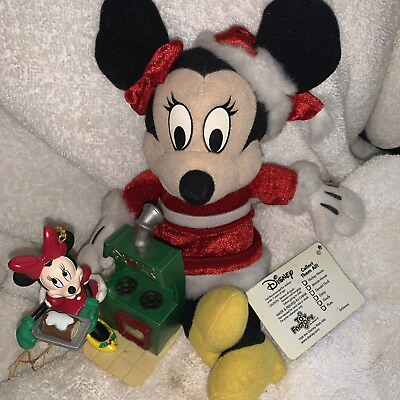 #ad Christmas Minnie Mouse Plush Toy 6 in. Mrs. Claus w tags ornament Stocking Gift $10.00