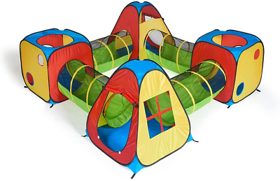 #ad 8 in 1 Pop up Children Play Tent House with 4 Tunnel 4 Tents for Boys $96.99