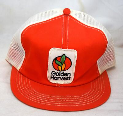 #ad Vintage Golden Harvest Orange White Mesh Snapback Trucker Hat Cap $9.99