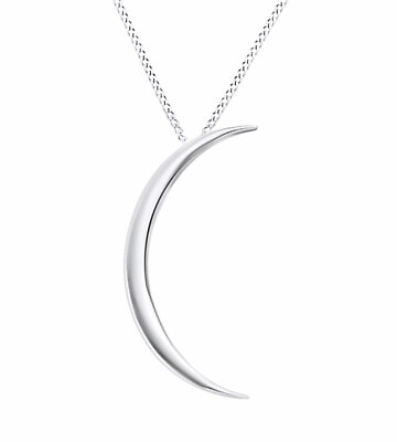 #ad Women#x27;s Sterling Silver Simple Moon Pendant Necklace $72.98