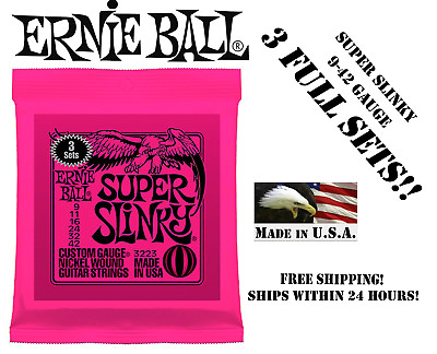 #ad #ad **3 SETS ERNIE BALL 2223 SUPER SLINKY ELECTRIC GUITAR STRINGS 9 42** $15.83