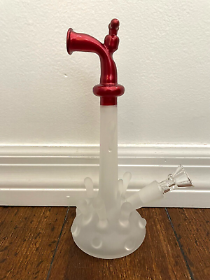 #ad 8quot; Premium Glass Water Pipe Art Faucet Water Splash 14mm Red $49.99
