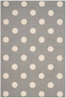 #ad SAFAVIEH Kids Polka Dots Wool Area Rug Grey Ivory 4#x27; X 6#x27; Pile Height: 0.5 in. $127.82