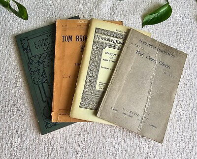#ad Lot: 4 Rare Antique Softcover Books 1891 1917 Perfect Décor Library Staging N $24.95