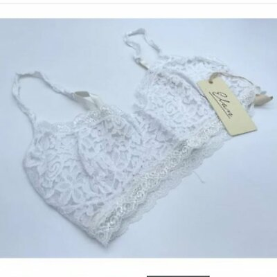 #ad Elan White Lace Bralette Size M NWT $5.99