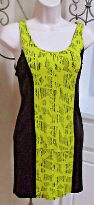 #ad One clothing black yellow bodycon tank sun Dress S Juniors small Spandex $6.99