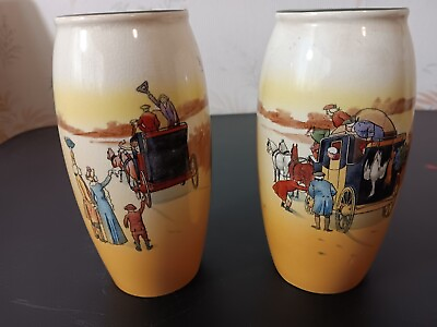 #ad Set Of Royal Daulton Traveling Coach Series Miniature Vases 5 1 2quot; X 2 3 4quot; $125.00