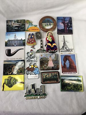 #ad Lot of 20 World Traveler Souvenir Magnets Fridge Collectible Paris Korea Canada $24.95